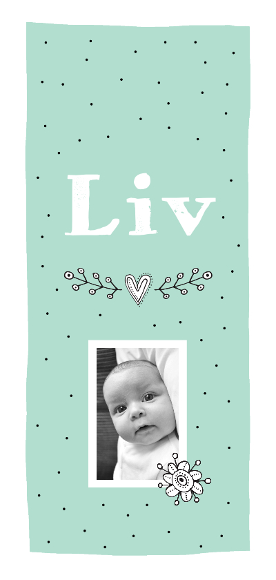 Geboorte meisje foto hartjes grafisch Liv - MW - Geboortekaartjes Geboortekaartjes - Geboorte meisje foto hartjes grafisch Liv - MW
