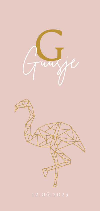 Geboorte meisje geometrisch flamingo - Geboortekaartjes Geboortekaartjes - Geboorte meisje geometrisch flamingo