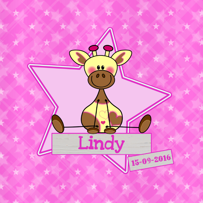 geboorte meisje giraffe roze - Geboortekaartjes Geboortekaartjes - geboorte meisje giraffe roze