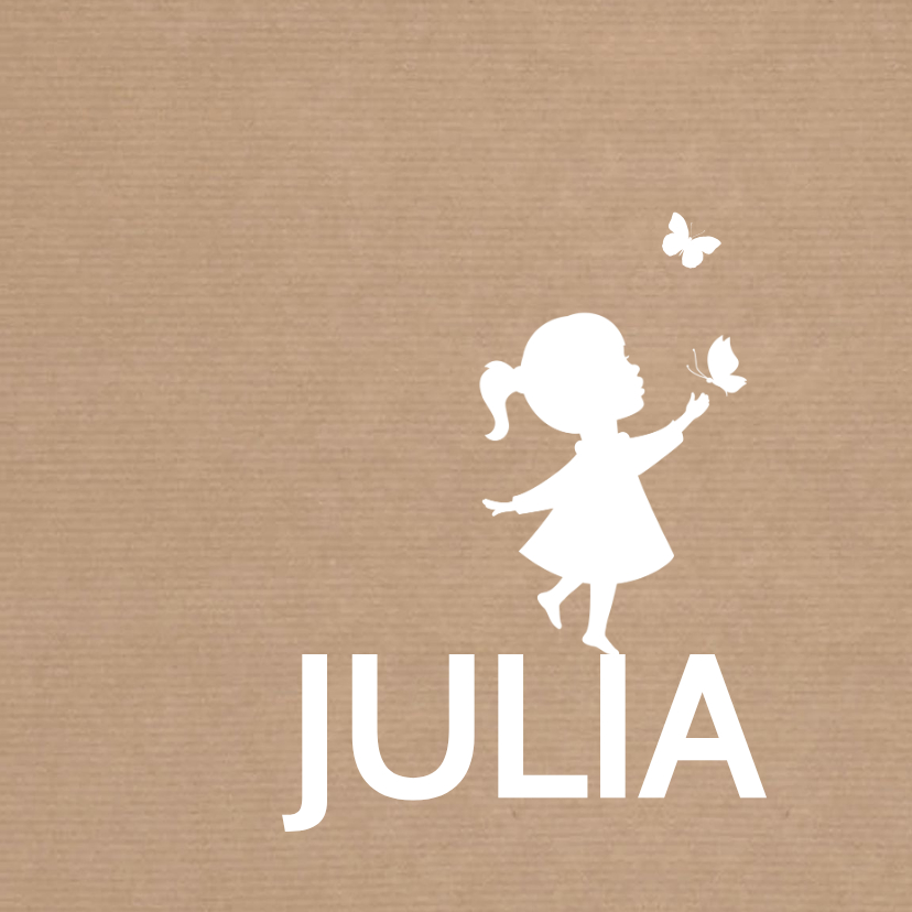 Geboortekaartjes - Geboorte Meisje Silhouet Vlinder