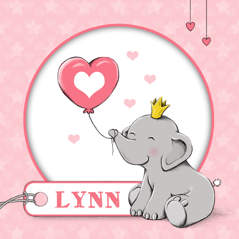 Geboortekaartjes - Geboorte olifant label - IH