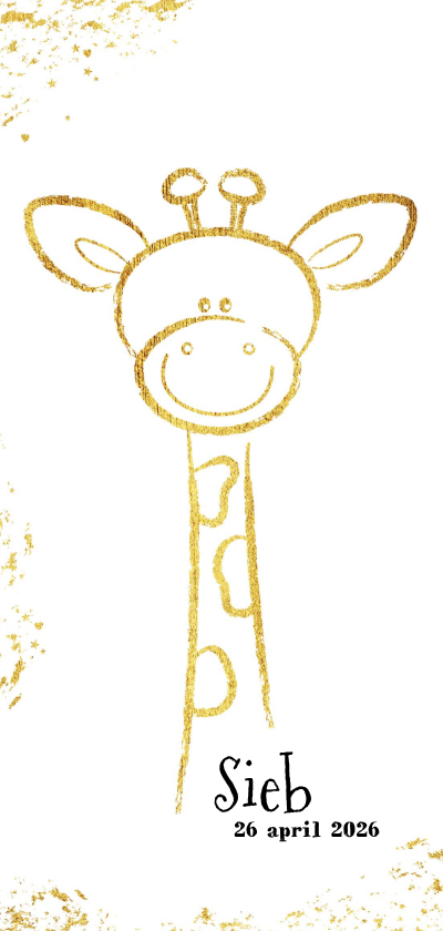 Geboorte origineel kaartje met goudkleurig lief girafje - Geboortekaartjes Geboortekaartjes - Geboorte origineel kaartje met goudkleurig lief girafje