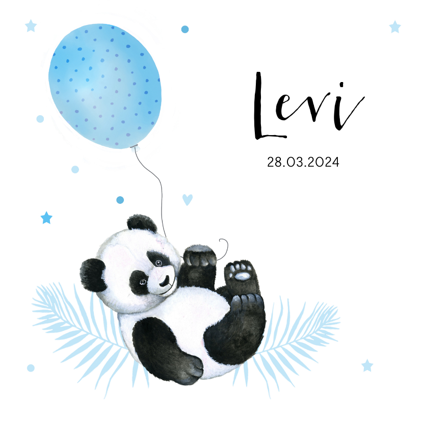 Geboortekaartjes - Geboorte panda ballonnetje
