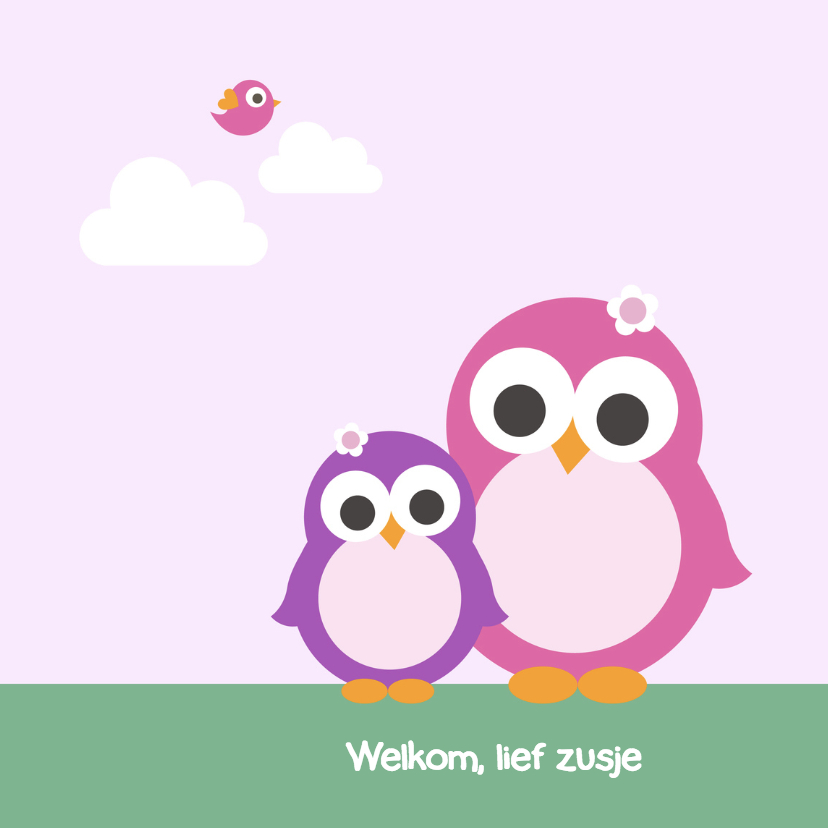 Geboorte - Pinguin zusjes - Geboortekaartjes Geboortekaartjes - Geboorte - Pinguin zusjes