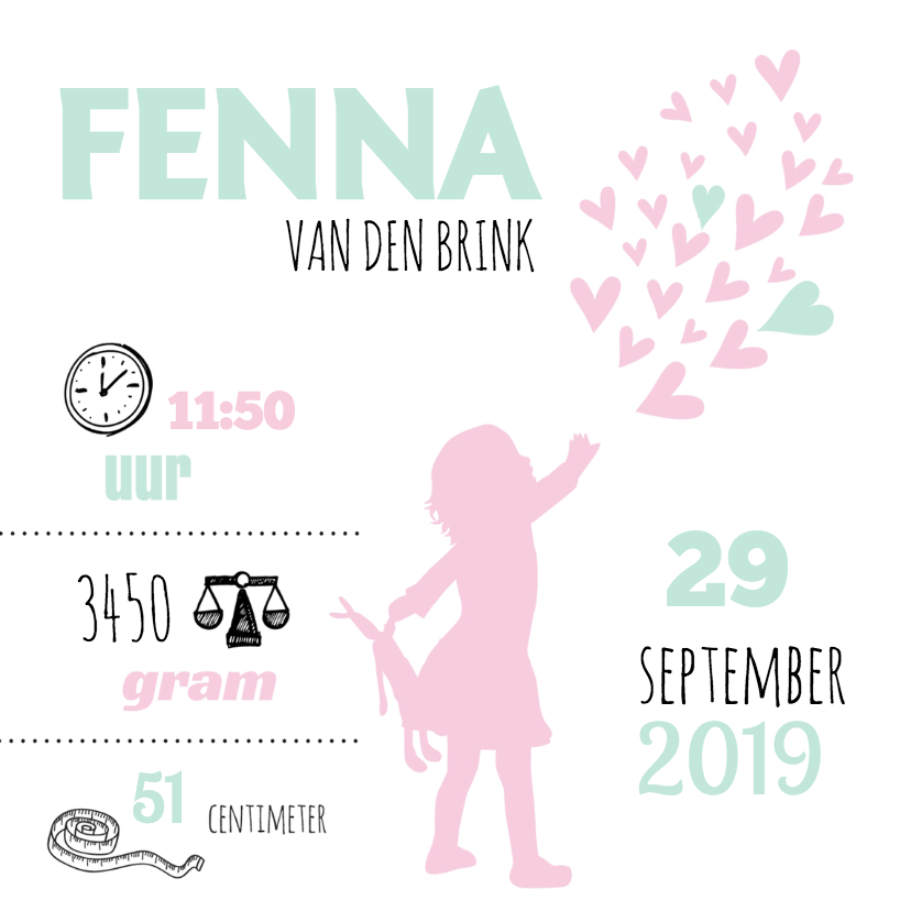 Geboorte silhouet fenna - B - Geboortekaartjes Geboortekaartjes - Geboorte silhouet fenna - B