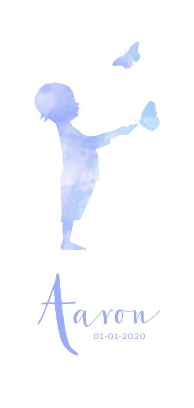 geboorte silhouet jongen met vlinder - Geboortekaartjes Geboortekaartjes - geboorte silhouet jongen met vlinder