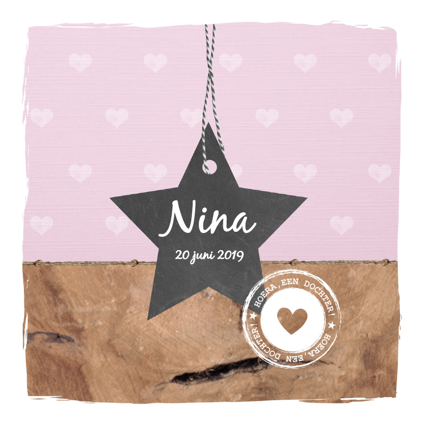 Geboorte - Ster, hout, stempel - Geboortekaartjes Geboortekaartjes - Geboorte - Ster, hout, stempel