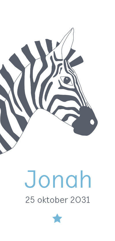 Geboorte - Zebra met ster - Geboortekaartjes Geboortekaartjes - Geboorte - Zebra met ster