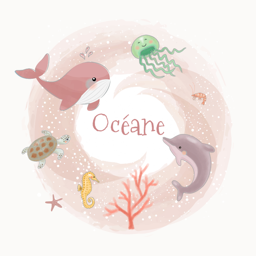 Geboortekaaartjes - Zeedieren meisje - Geboortekaartjes Geboortekaartjes - Geboortekaaartjes - Zeedieren meisje