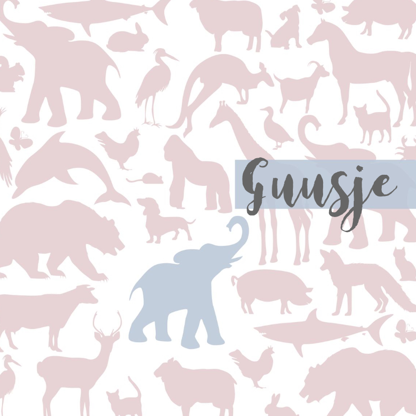 Geboortekaart Animal tikje retro pink hippe kaart - Geboortekaartjes Geboortekaartjes - Geboortekaart Animal tikje retro pink hippe kaart