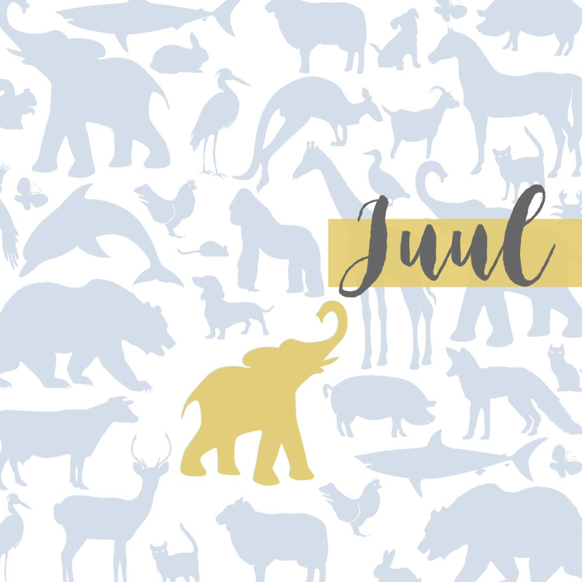 Geboortekaart Animal tikje retro stoere kleuren - Geboortekaartjes Geboortekaartjes - Geboortekaart Animal tikje retro stoere kleuren