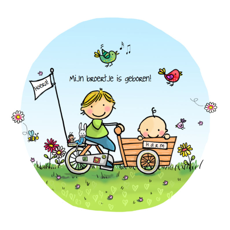 Geboortekaart bakfietsje broer - Geboortekaartjes Geboortekaartjes - Geboortekaart bakfietsje broer