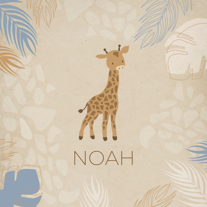 Geboortekaartjes - Geboortekaart blauw met girafje 