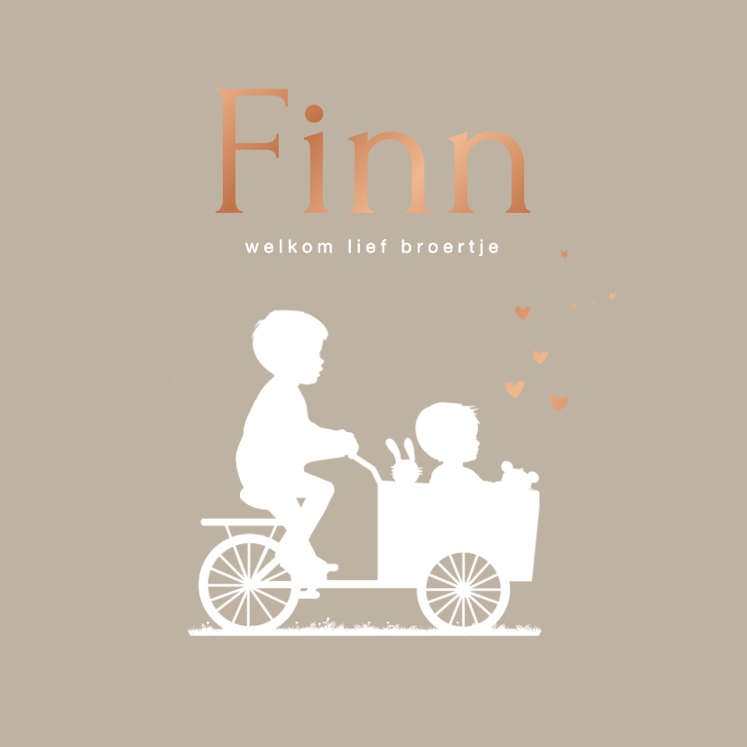Geboortekaart broer met bakfiets - Geboortekaartjes Geboortekaartjes - Geboortekaart broer met bakfiets
