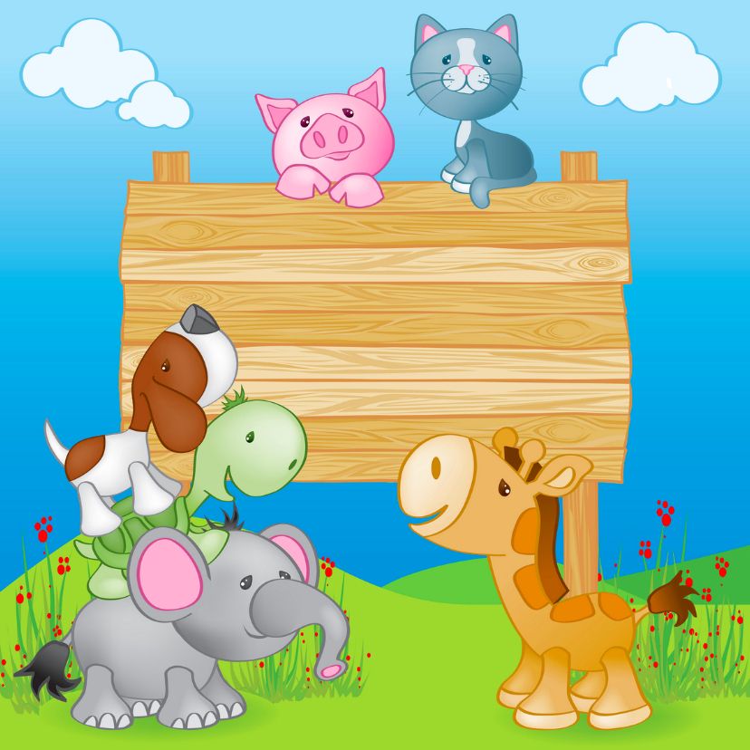 Geboortekaart dieren en Naambord - Geboortekaartjes Geboortekaartjes - Geboortekaart dieren en Naambord