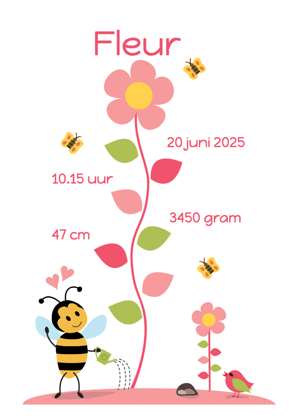 geboortekaart groeiende bloem - Geboortekaartjes Geboortekaartjes - geboortekaart groeiende bloem