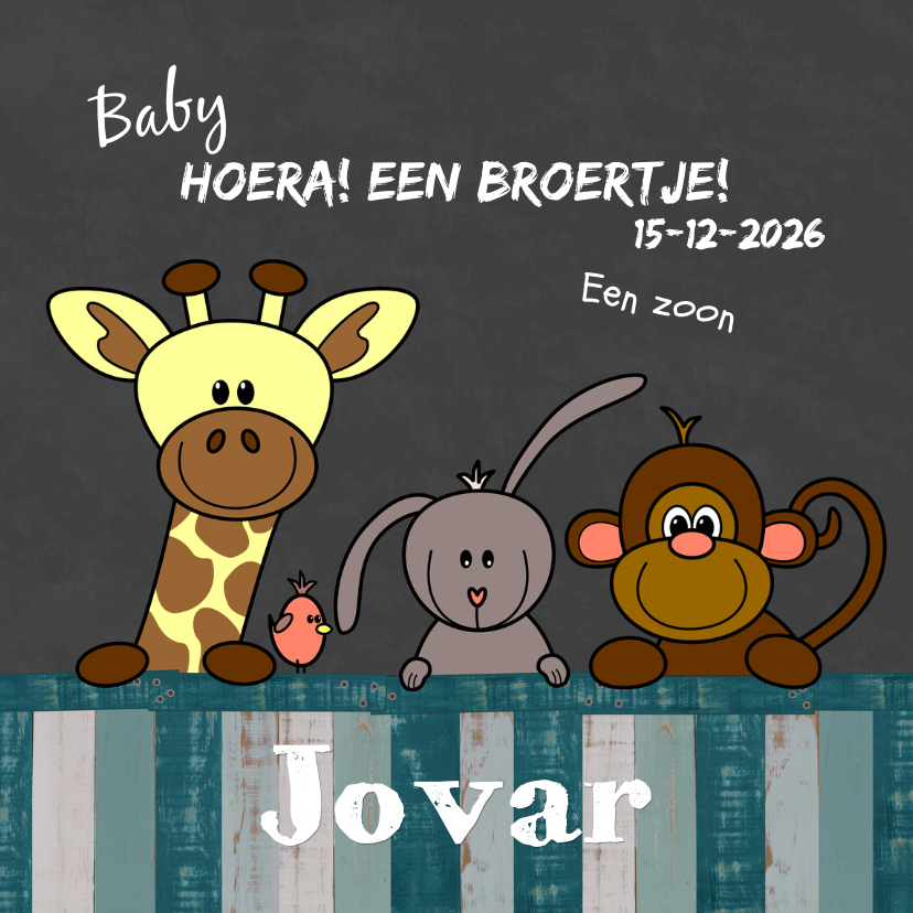 Geboortekaart jongen dieren HB - Geboortekaartjes Geboortekaartjes - Geboortekaart jongen dieren HB