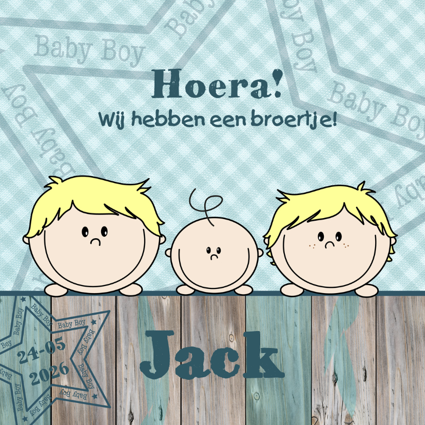 Geboortekaart jongen en broertje - Geboortekaartjes Geboortekaartjes - Geboortekaart jongen en broertje