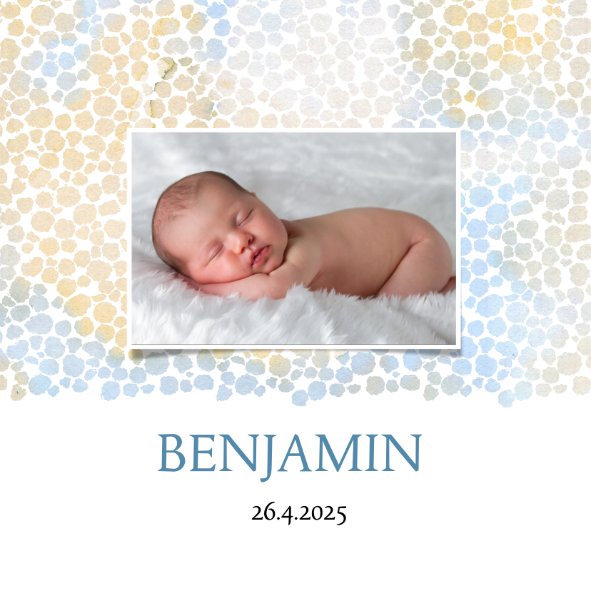 Geboortekaart jongen met dierenprint blauw-bruin - Geboortekaartjes Geboortekaartjes - Geboortekaart jongen met dierenprint blauw-bruin