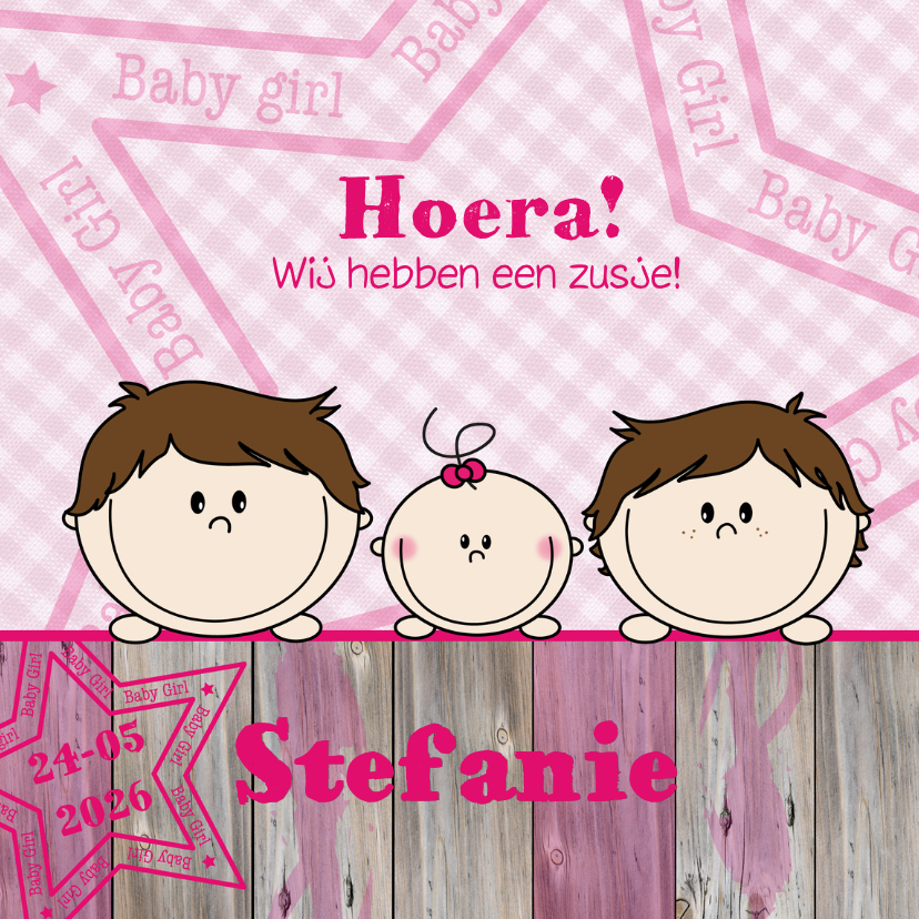 Geboortekaart Jongens en ZUSJE - Geboortekaartjes Geboortekaartjes - Geboortekaart Jongens en ZUSJE