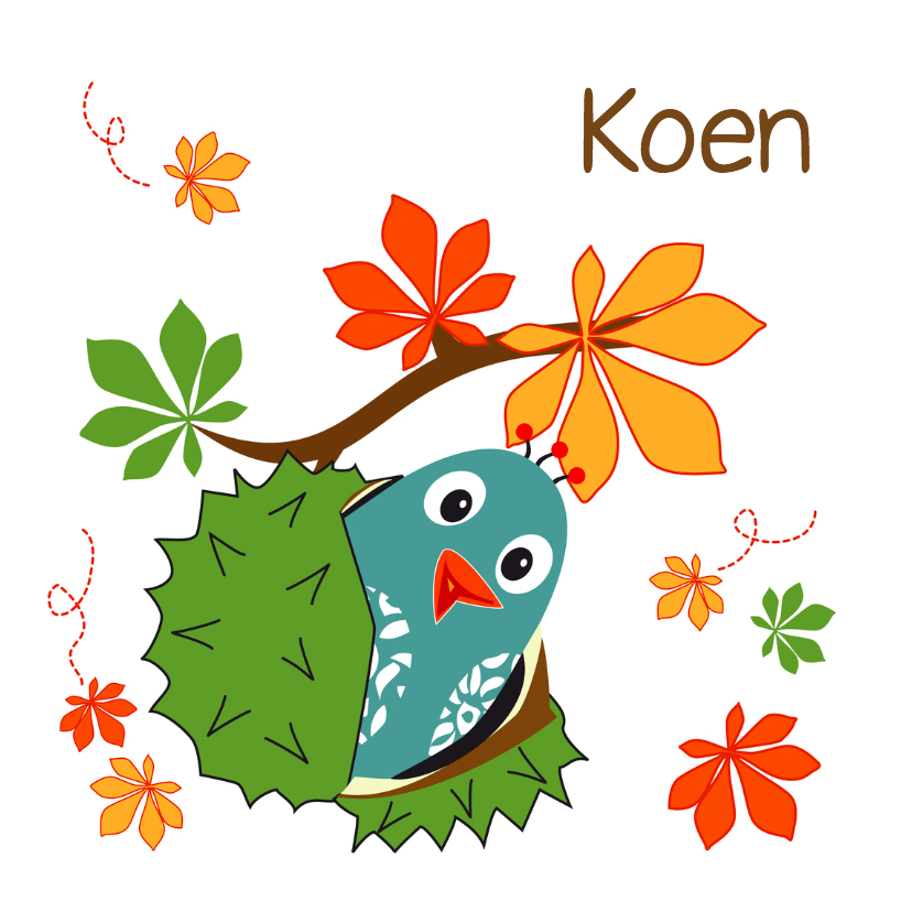 Geboortekaart kastanje jongen - Geboortekaartjes Geboortekaartjes - Geboortekaart kastanje jongen