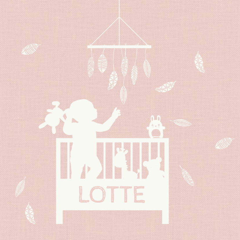 Geboortekaart Ledikant roze - AV - Geboortekaartjes Geboortekaartjes - Geboortekaart Ledikant roze - AV