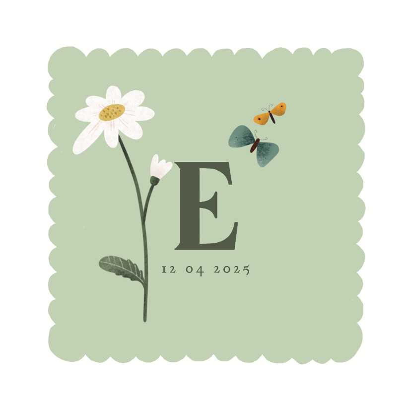 Geboortekaart met geboortebloem april: madeliefje - Geboortekaartjes Geboortekaartjes - Geboortekaart met geboortebloem april: madeliefje