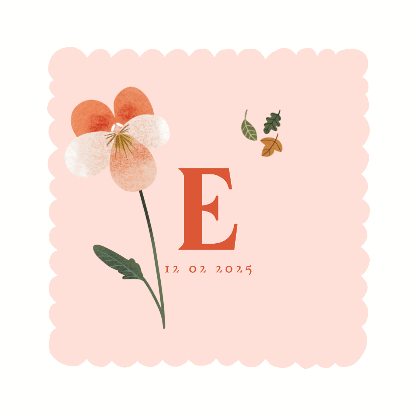 Geboortekaart met geboortebloem februari viooltje - Geboortekaartjes Geboortekaartjes - Geboortekaart met geboortebloem februari viooltje