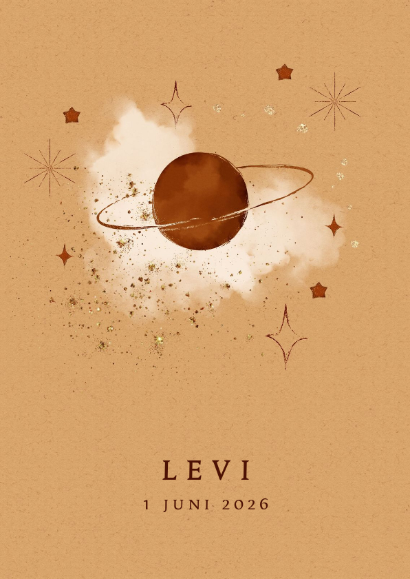 Geboortekaartjes - Geboortekaart naturel Moon and stars