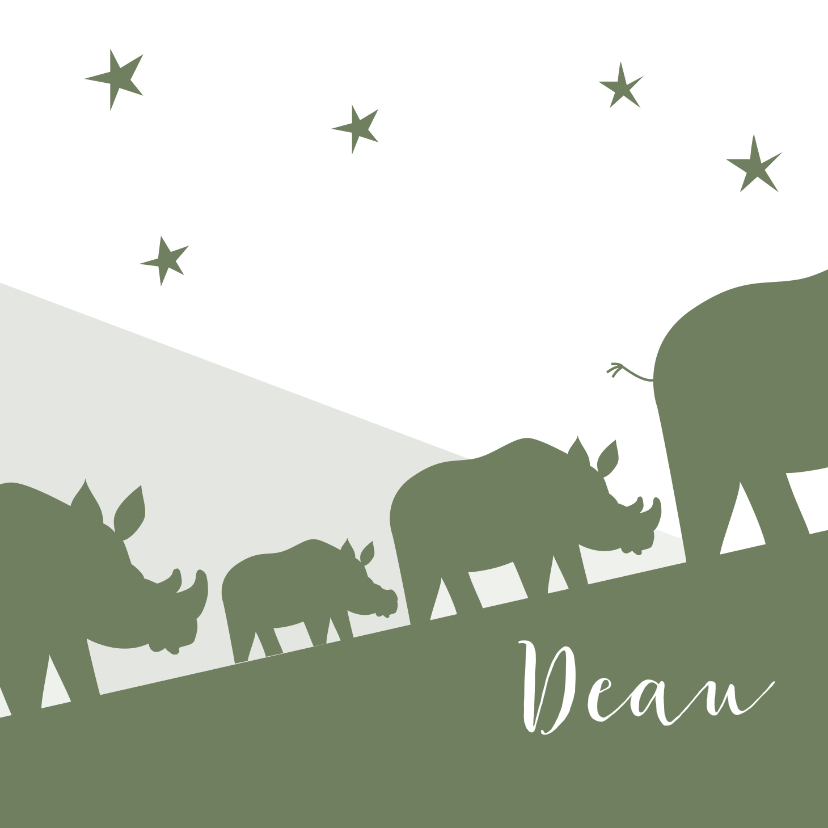 Geboortekaart neushoorn familie - Geboortekaartjes Geboortekaartjes - Geboortekaart neushoorn familie