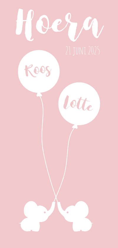 Geboortekaart Olli roze - Geboortekaartjes Geboortekaartjes - Geboortekaart Olli roze