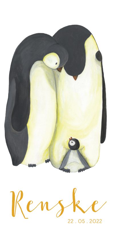 Geboortekaart pinguïn familie illustratie - Geboortekaartjes Geboortekaartjes - Geboortekaart pinguïn familie illustratie