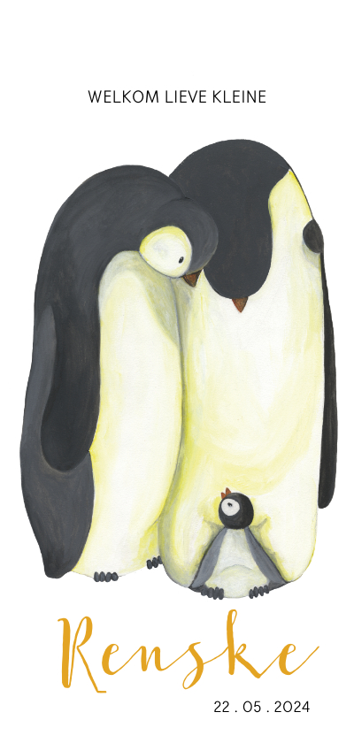 Geboortekaartjes - Geboortekaart pinguïn illustratie