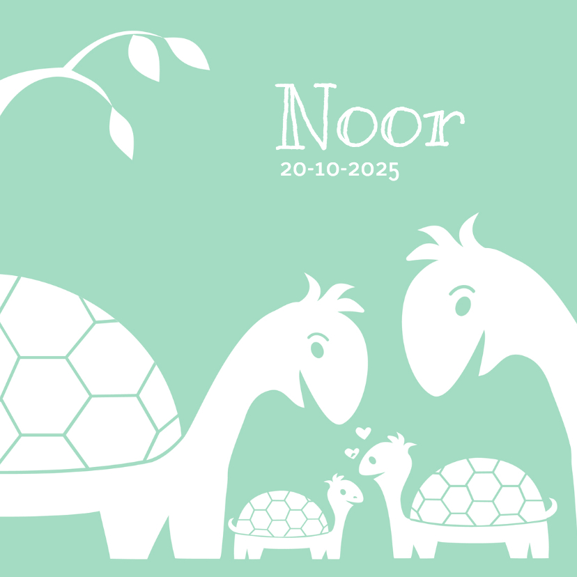 Geboortekaart schildpad familie - Geboortekaartjes Geboortekaartjes - Geboortekaart schildpad familie