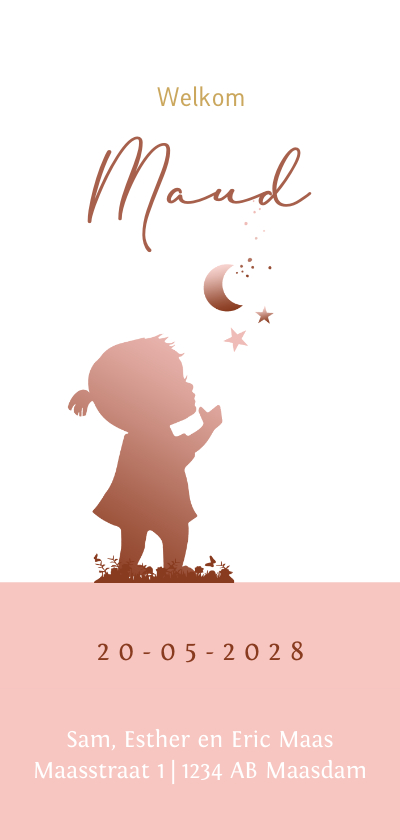 Geboortekaart silhouet kinderwagen av - Geboortekaartjes Geboortekaartjes - Geboortekaart silhouet kinderwagen av