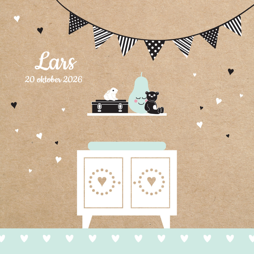 Geboortekaart silhouette commode jongen - Geboortekaartjes Geboortekaartjes - Geboortekaart silhouette commode jongen