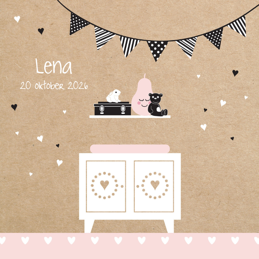 Geboortekaart silhouette commode - Geboortekaartjes Geboortekaartjes - Geboortekaart silhouette commode