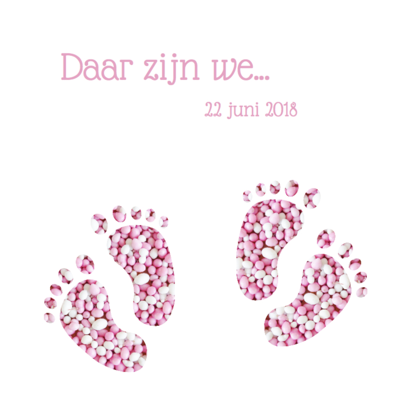 Geboortekaart tweeling voetjes meisjes - Geboortekaartjes Geboortekaartjes - Geboortekaart tweeling voetjes meisjes