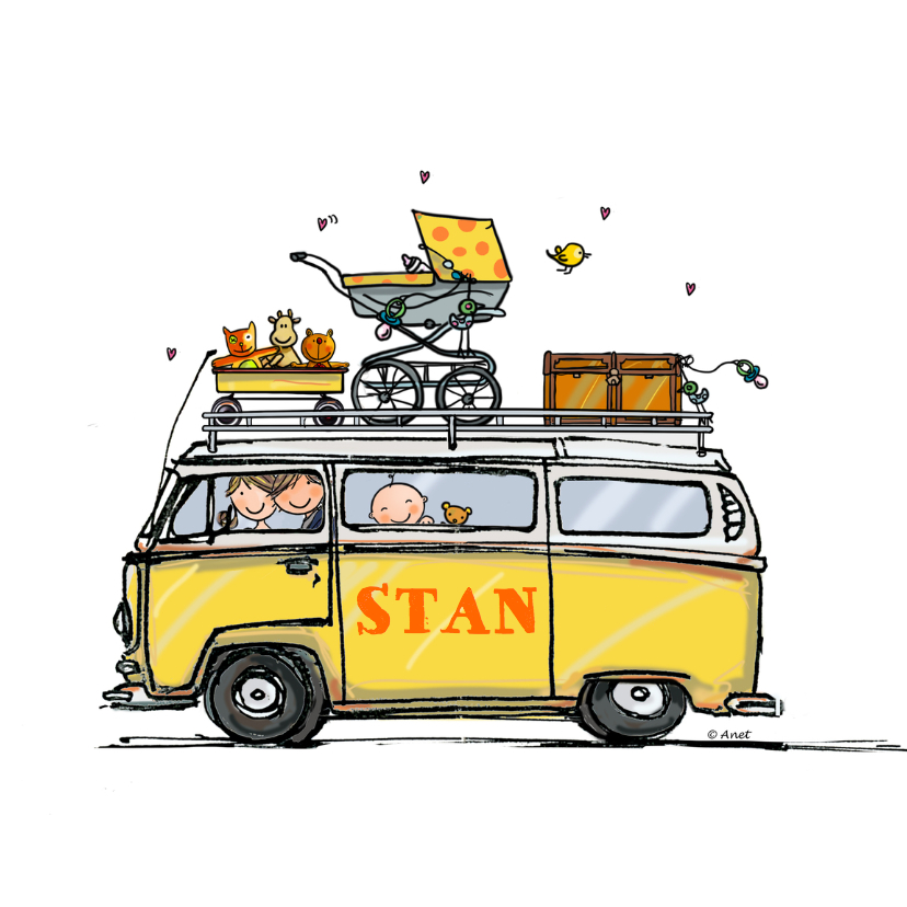 Geboortekaart Volkswagen bus - Geboortekaartjes Geboortekaartjes - Geboortekaart Volkswagen bus