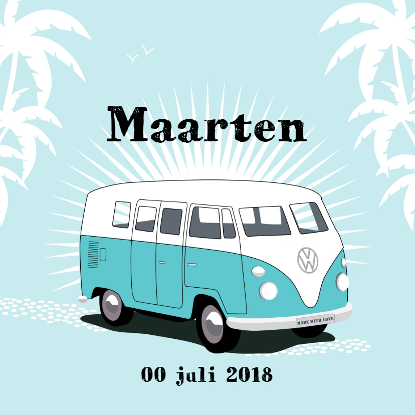 Geboortekaart Volkswagen T1 bus - Geboortekaartjes Geboortekaartjes - Geboortekaart Volkswagen T1 bus