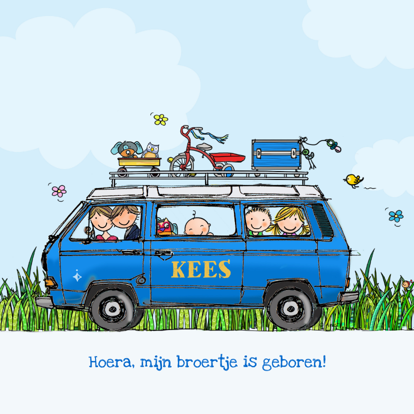 Geboortekaartjes - Geboortekaart VW T3 Joker blauw