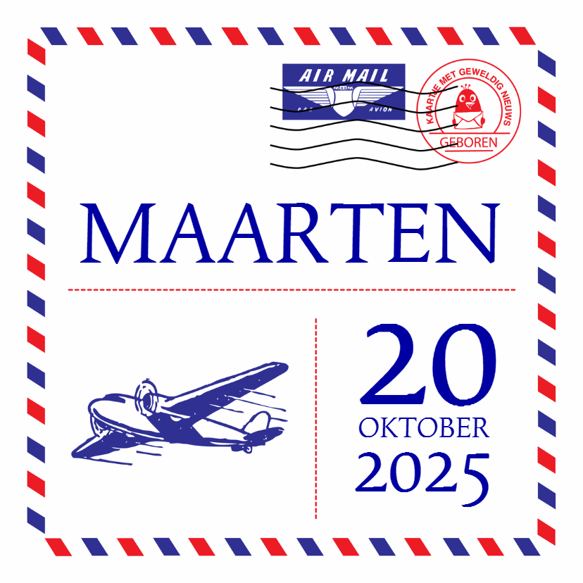 Geboortekaartje Airmail - Geboortekaartjes Geboortekaartjes - Geboortekaartje Airmail