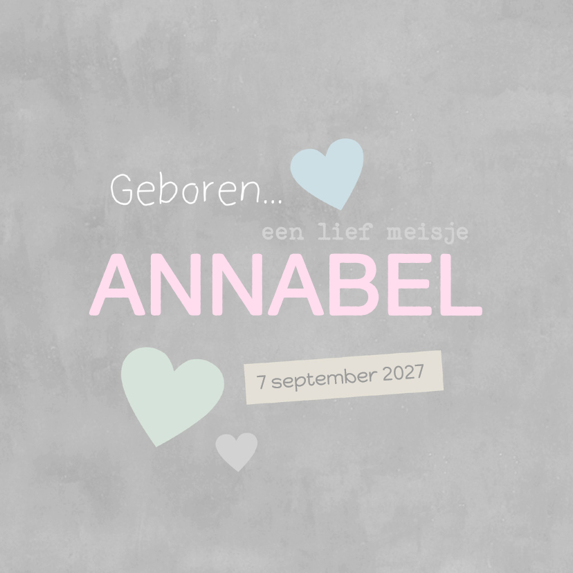 Geboortekaartje Annabel kalk - Geboortekaartjes Geboortekaartjes - Geboortekaartje Annabel kalk