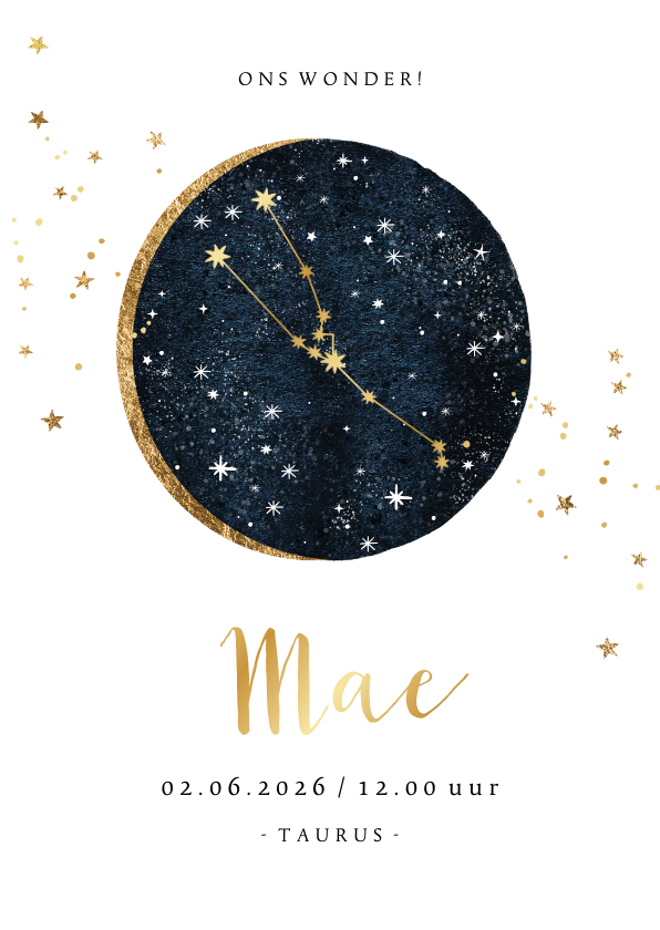 Geboortekaartje astrologie Stier waterverf sterren spetters - Geboortekaartjes Geboortekaartjes - Geboortekaartje astrologie Stier waterverf sterren spetters