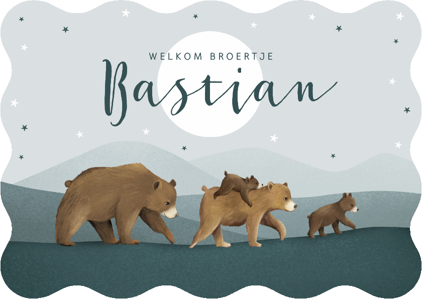 Geboortekaartjes - Geboortekaartje beren familie broertje schattig dieren maan