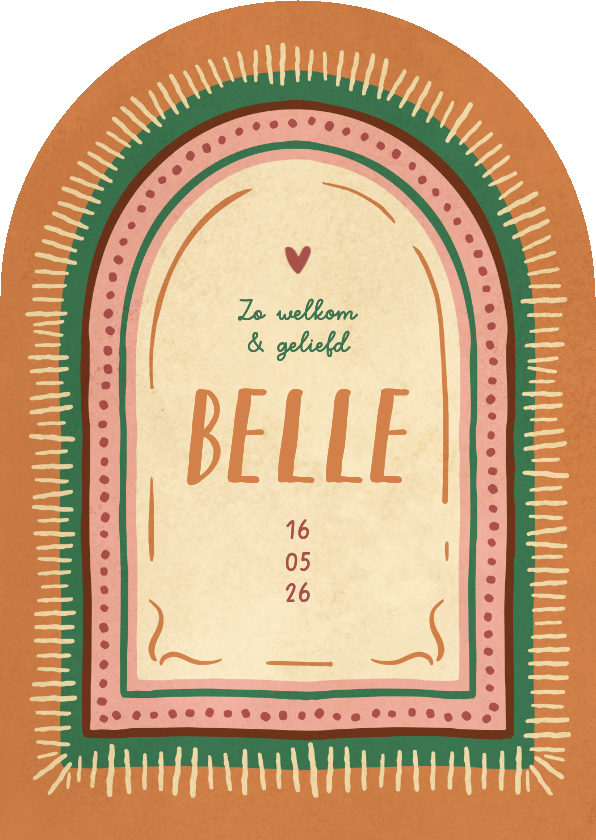 Geboortekaartje bohemian boogkaart zomer trend - Geboortekaartjes Geboortekaartjes - Geboortekaartje bohemian boogkaart zomer trend