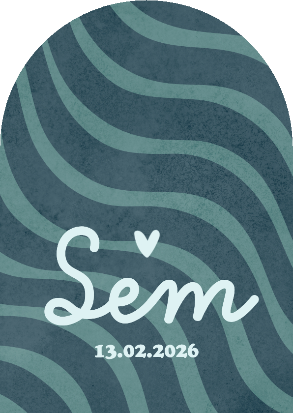 Geboortekaartjes - Geboortekaartje boogvorm wave gestreept stoer modern 