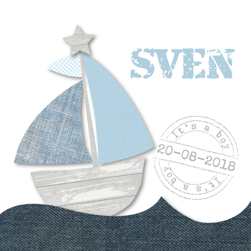 Geboortekaartje bootje jongen - Geboortekaartjes Geboortekaartjes - Geboortekaartje bootje jongen