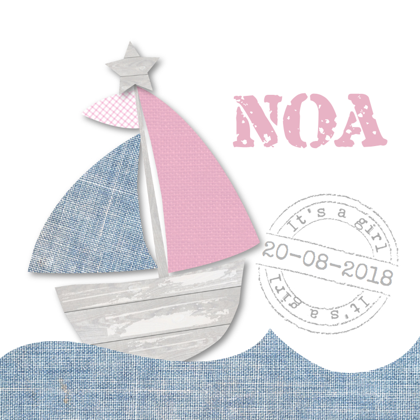 Geboortekaartje bootje meisje - Geboortekaartjes Geboortekaartjes - Geboortekaartje bootje meisje