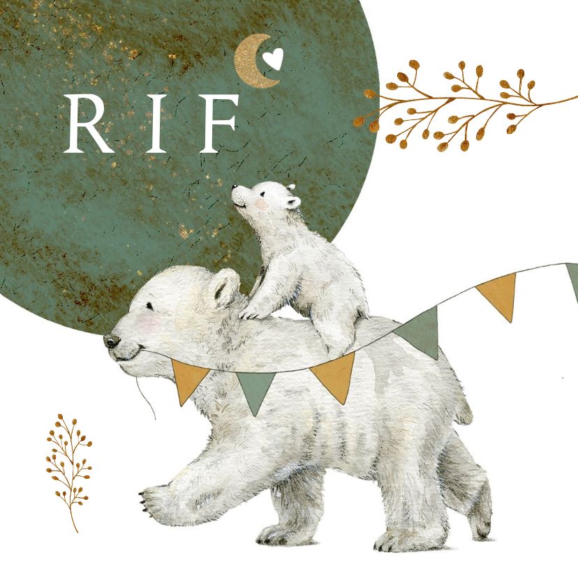 Geboortekaartje broertje met ijsbeertjes onder de maan - Geboortekaartjes Geboortekaartjes - Geboortekaartje broertje met ijsbeertjes onder de maan